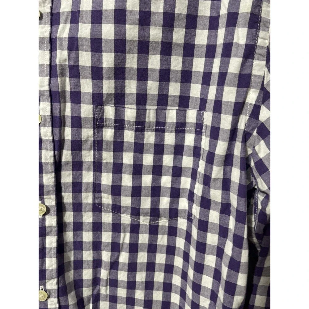 Tailored by J. Crew Purple & White Check Button Down Shirt men’s size medium